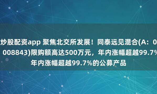 炒股配资app 聚焦北交所发展！同泰远见混合(A：008842；C：008843)限购额高达500万元，年内涨幅超越99.7%的公募产品